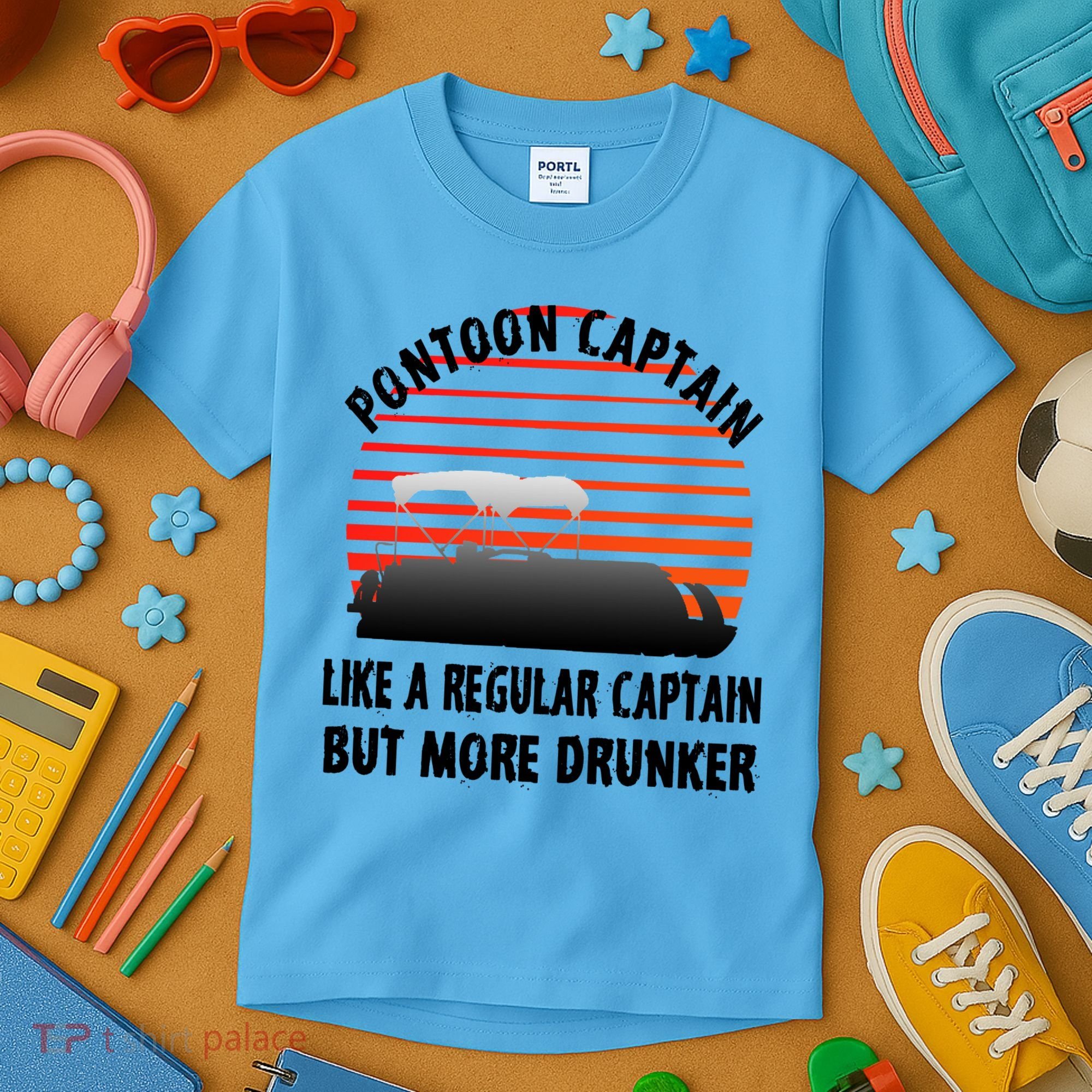 Drunk Pontoon Captain Funny Kids T-Shirt