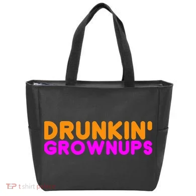 Drunkin Grownups Funny Drinking Tote Bag