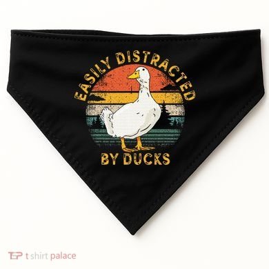Duck Retro Vintage Easily Distracted By Ducks USA-Made Doggie Bandana
