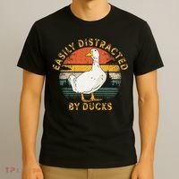 Duck Retro Vintage Easily Distracted By Ducks T-Shirt thumb 3