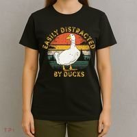 Duck Retro Vintage Easily Distracted By Ducks T-Shirt thumb 4