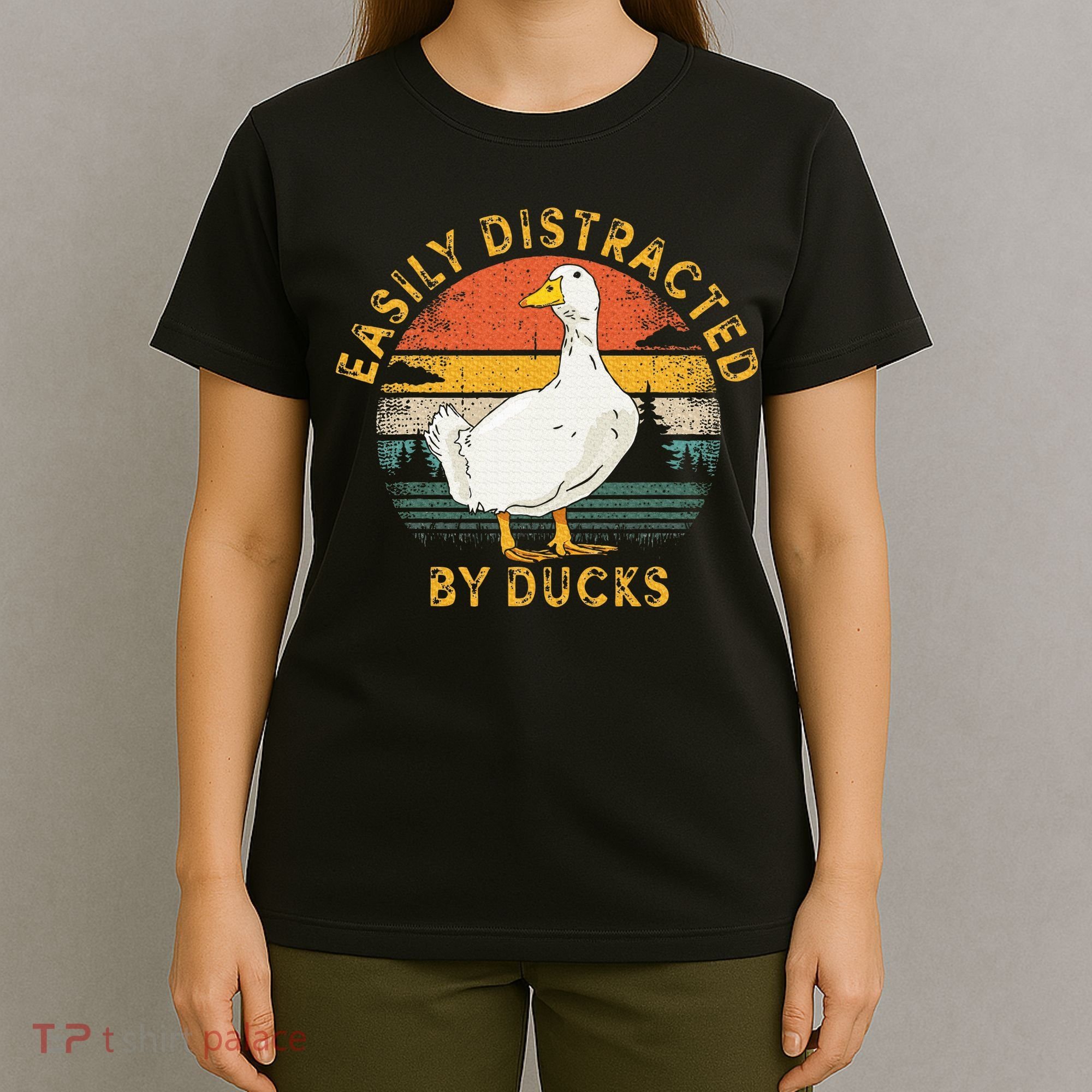 Duck Retro Vintage Easily Distracted By Ducks T-Shirt