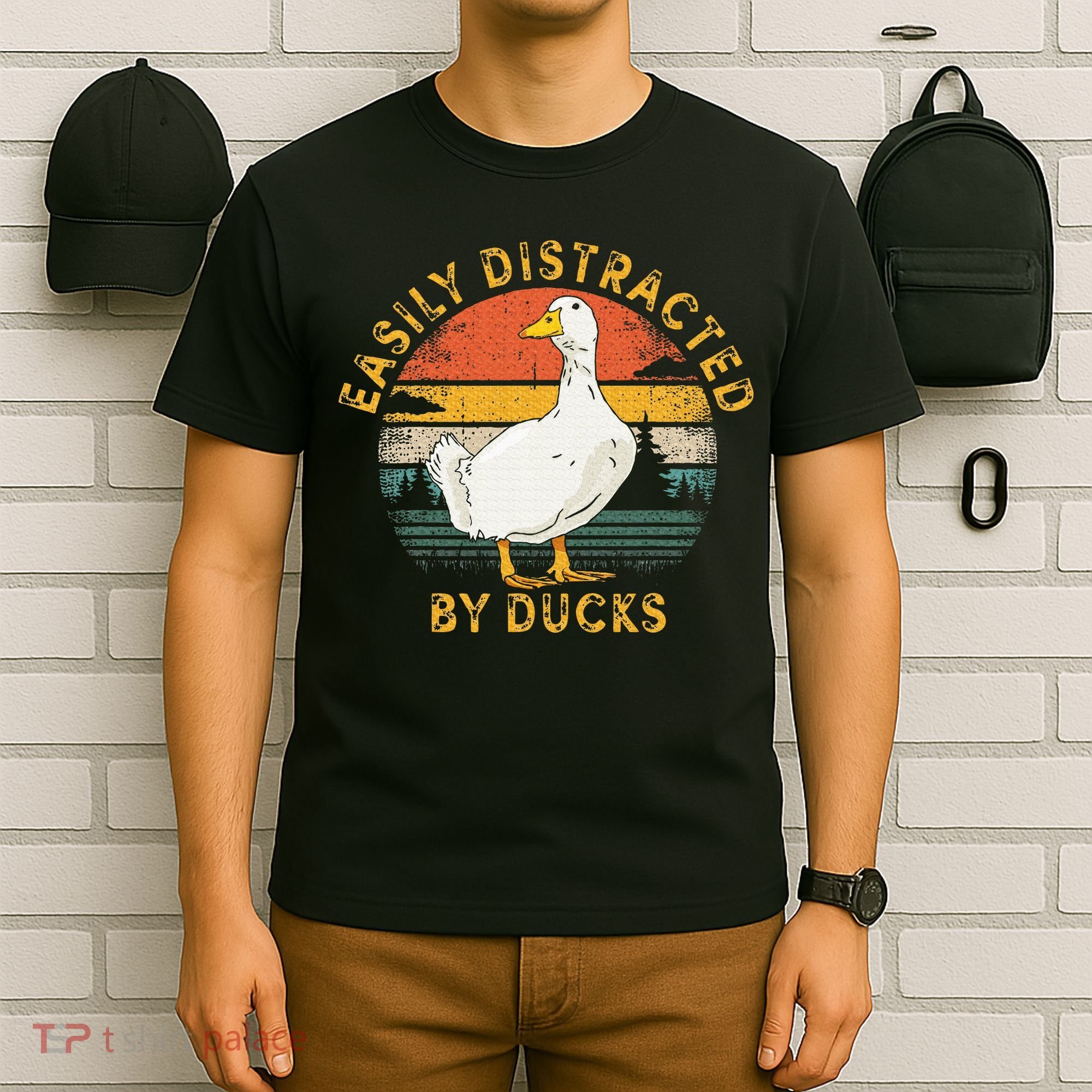 Duck Retro Vintage Easily Distracted By Ducks T-Shirt