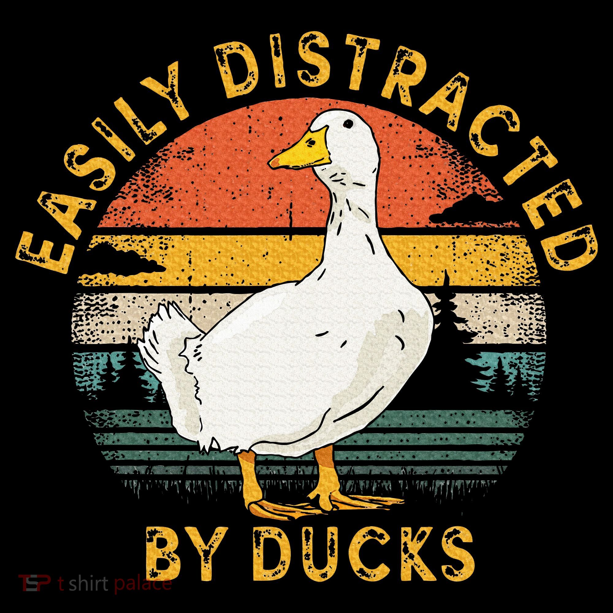 Duck Retro Vintage Easily Distracted By Ducks T-Shirt