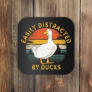Duck Retro Vintage Easily Distracted By Ducks Coaster