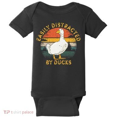 Duck Retro Vintage Easily Distracted By Ducks Baby Bodysuit