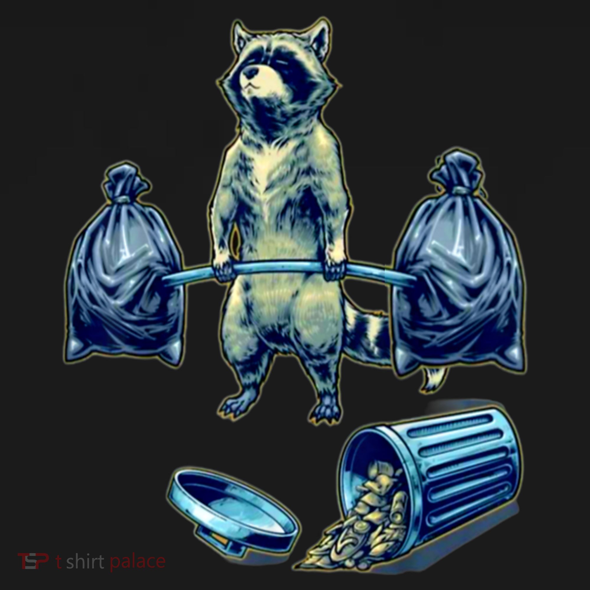 Deadlifting Raccoon Weightlifting Bodybuilding Fitness Gym T-Shirt