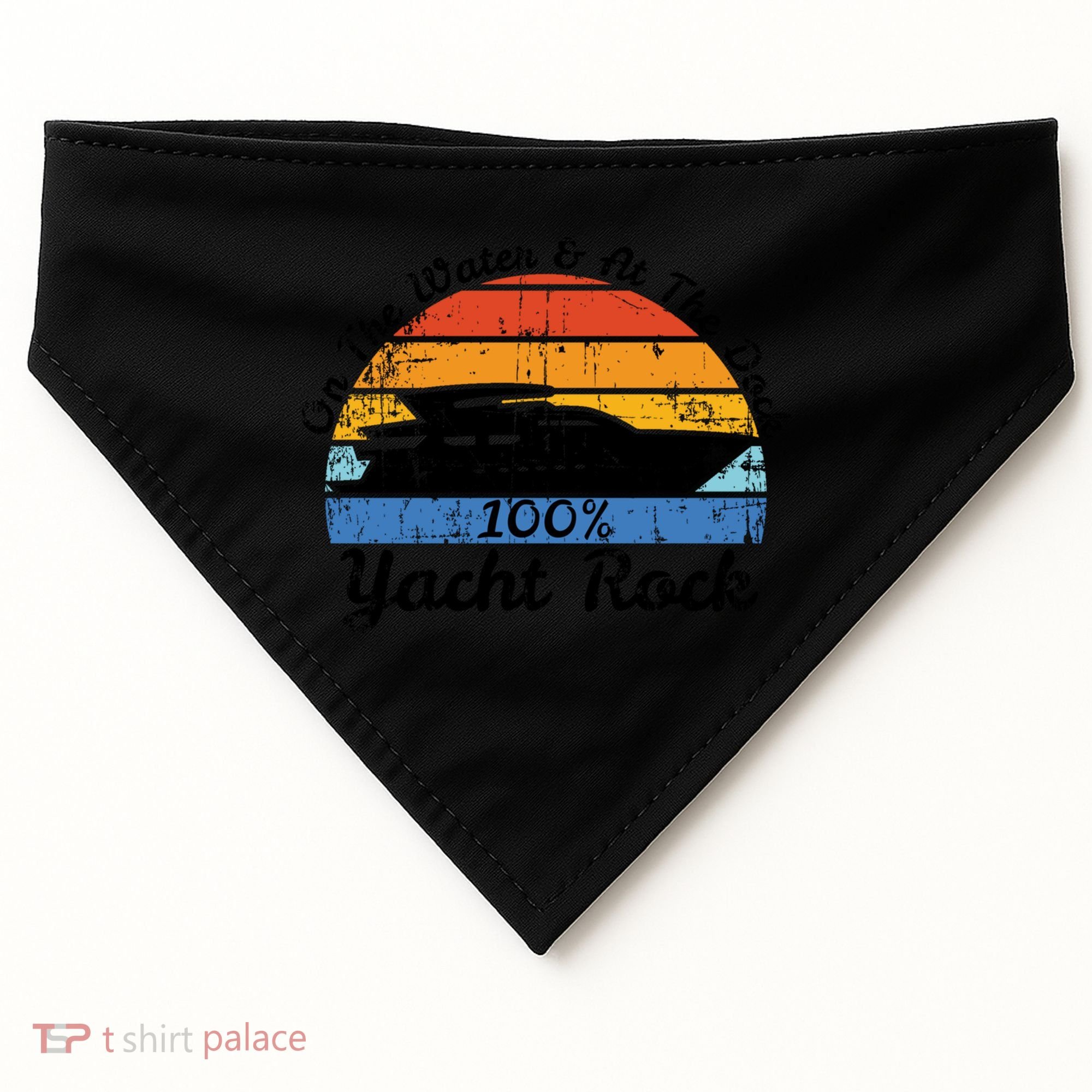 Distressed Retro Yacht Rock Gift USA-Made Doggie Bandana
