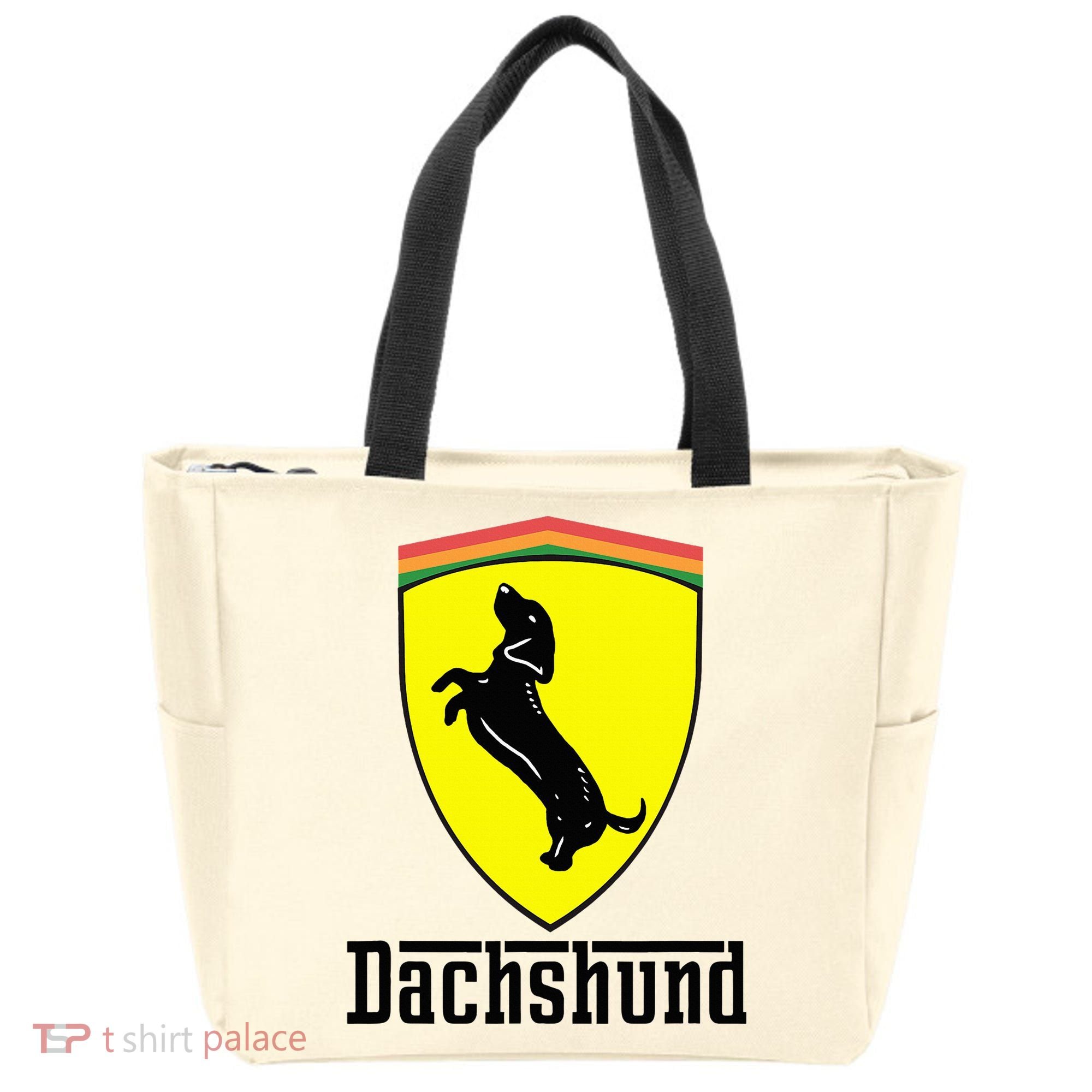 Dachshund Racing Yellow Tote Bag