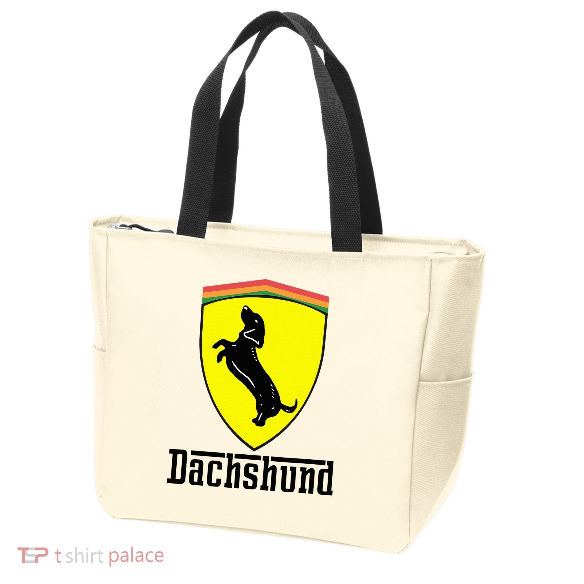 Dachshund Racing Yellow Tote Bag