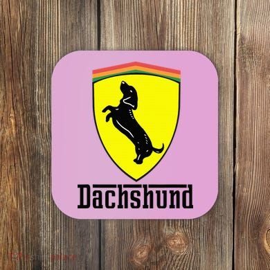 Dachshund Racing Yellow Coaster