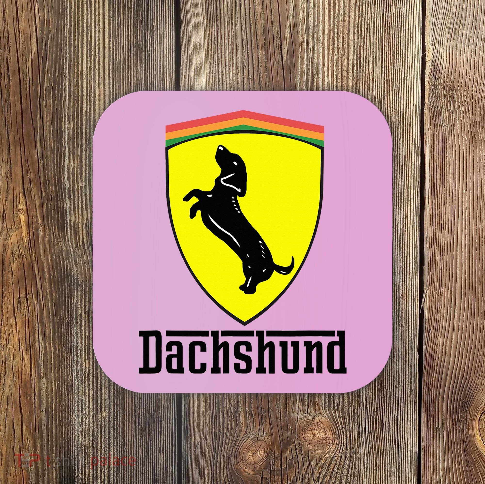 Dachshund Racing Yellow Coaster