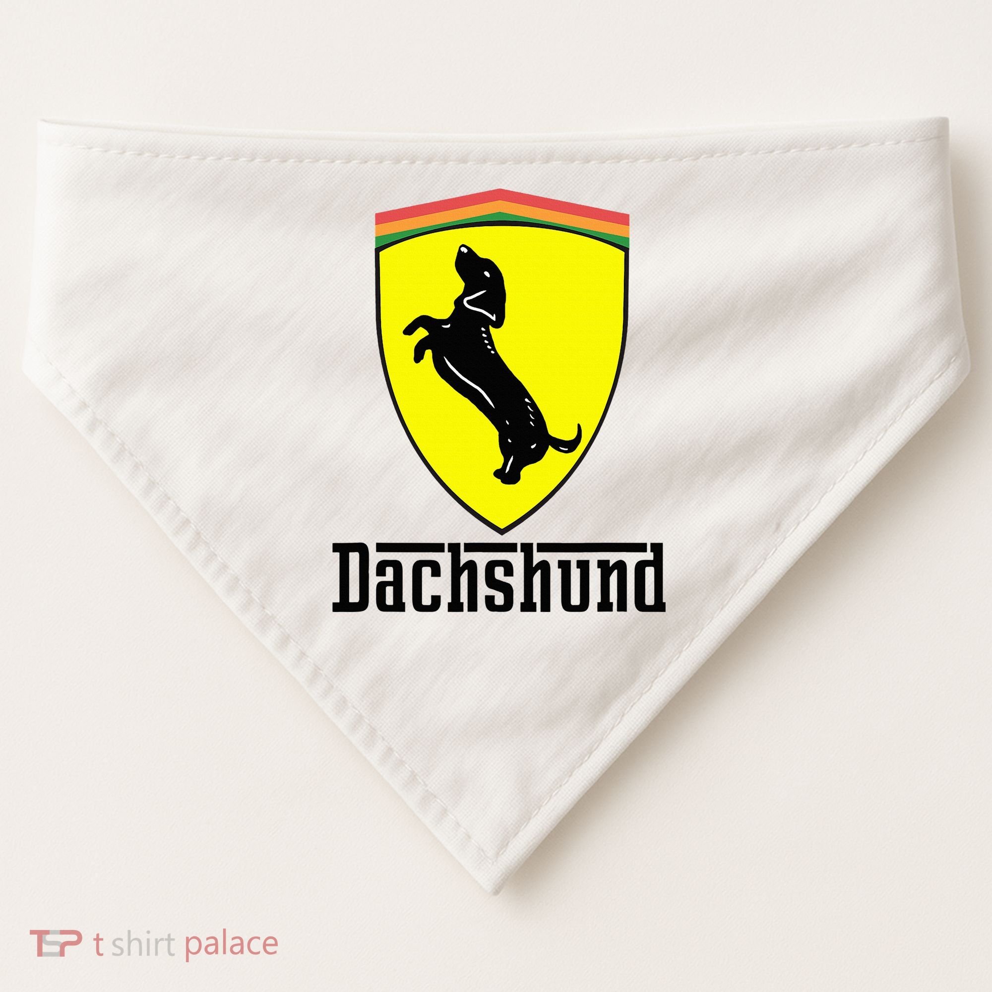 Dachshund Racing Yellow USA-Made Doggie Bandana