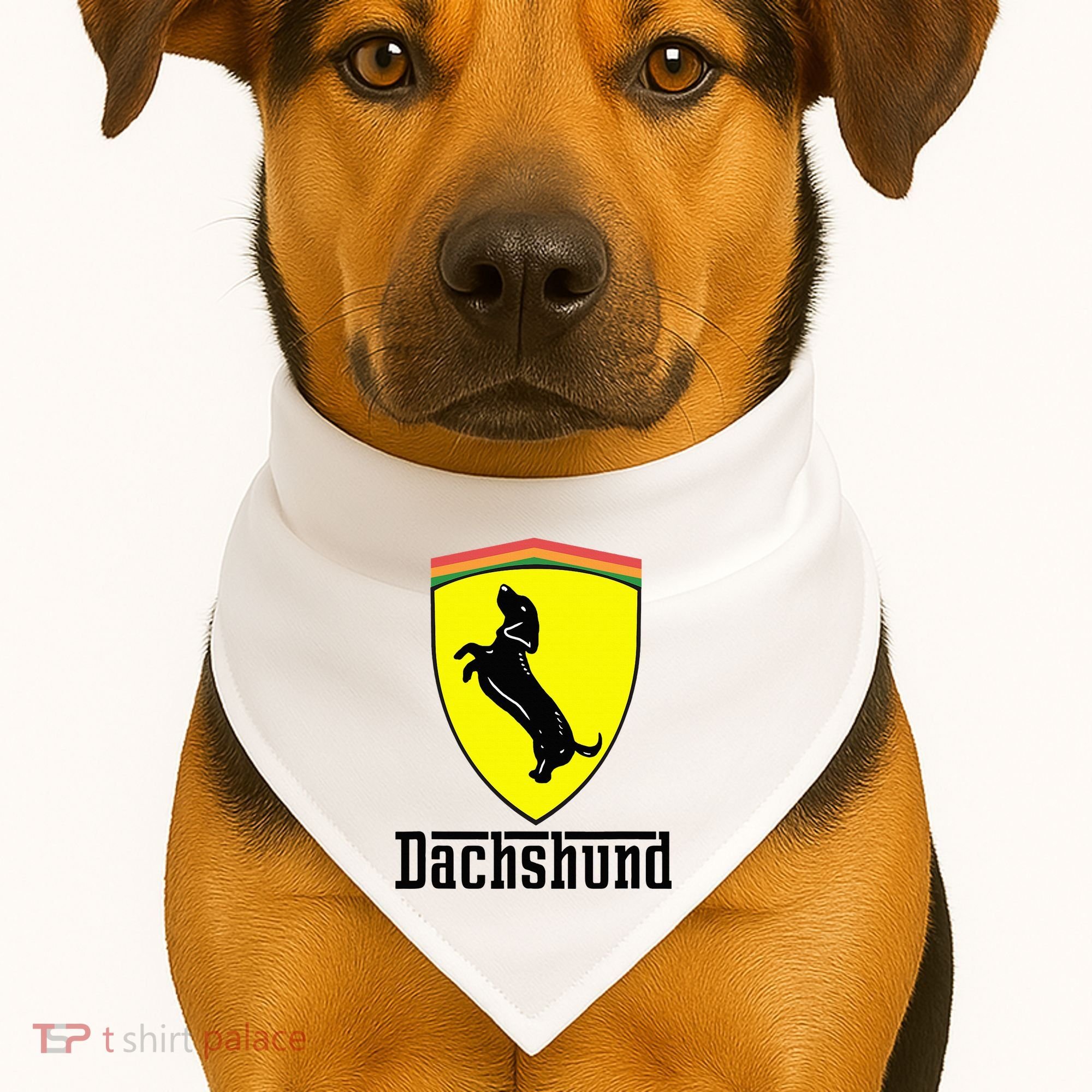 Dachshund Racing Yellow USA-Made Doggie Bandana