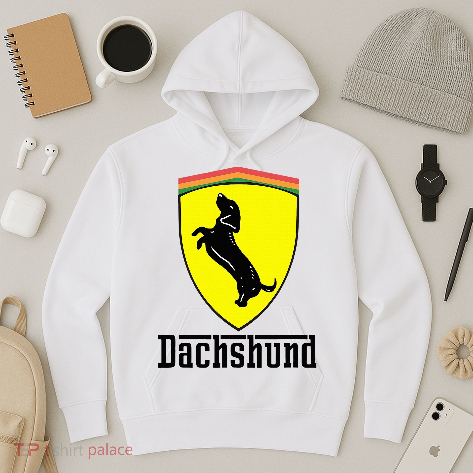 Dachshund Racing Yellow Hoodie