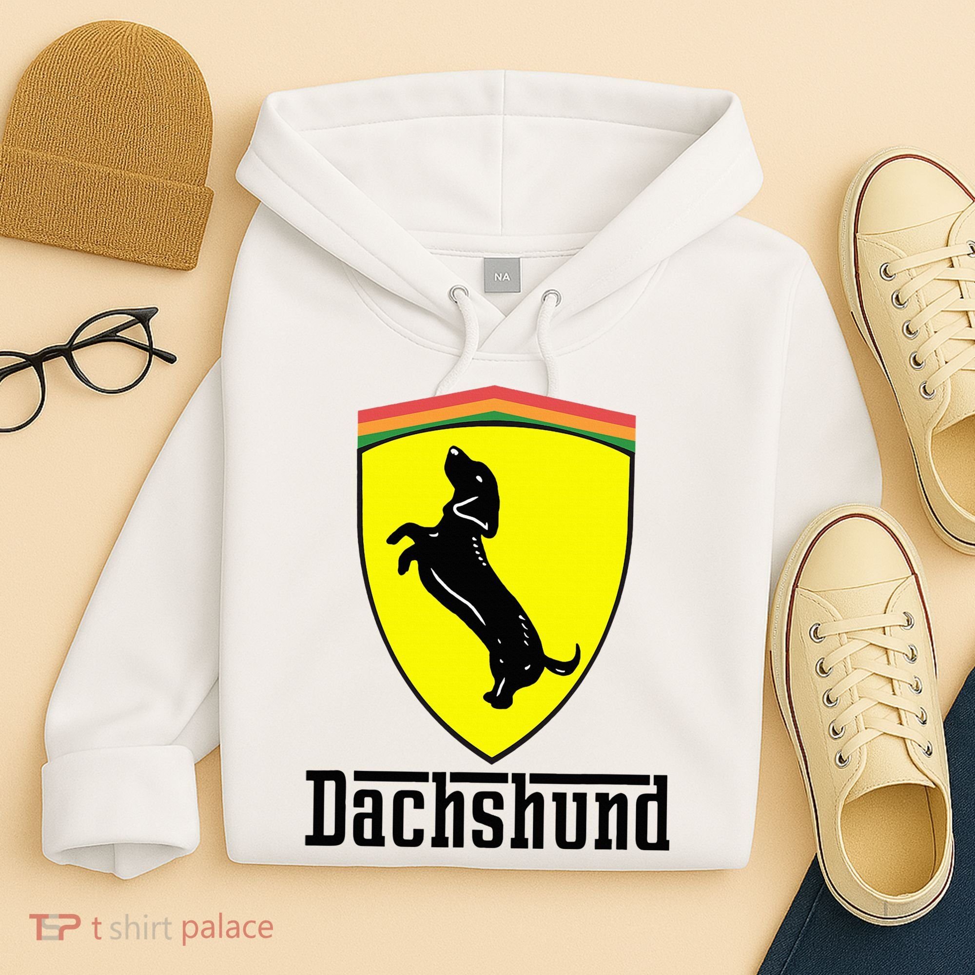 Dachshund Racing Yellow Hoodie