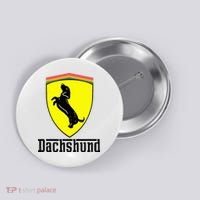 Dachshund Racing Yellow Button thumb 0