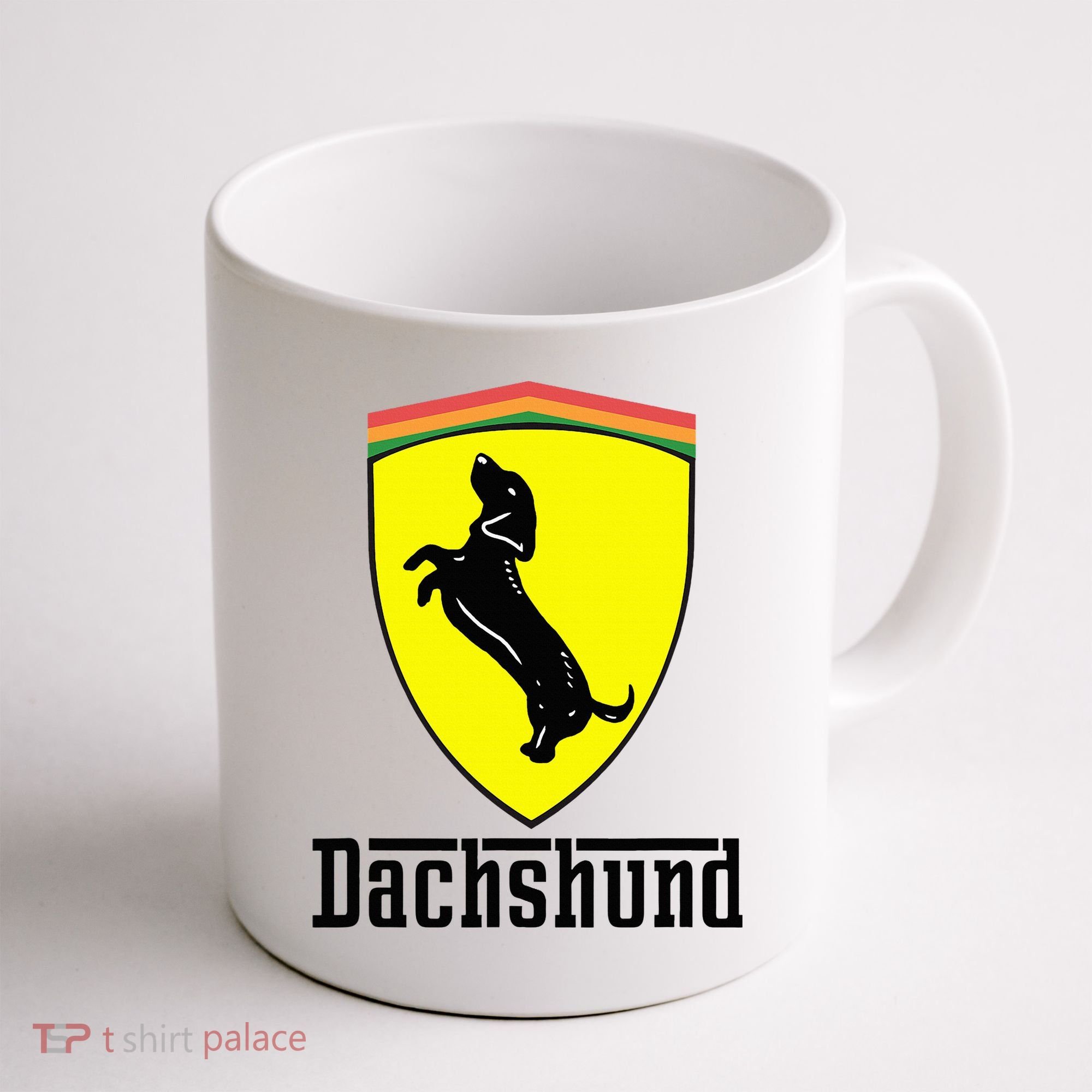 Dachshund Racing Yellow Coffee Mug