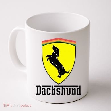 Dachshund Racing Yellow Coffee Mug