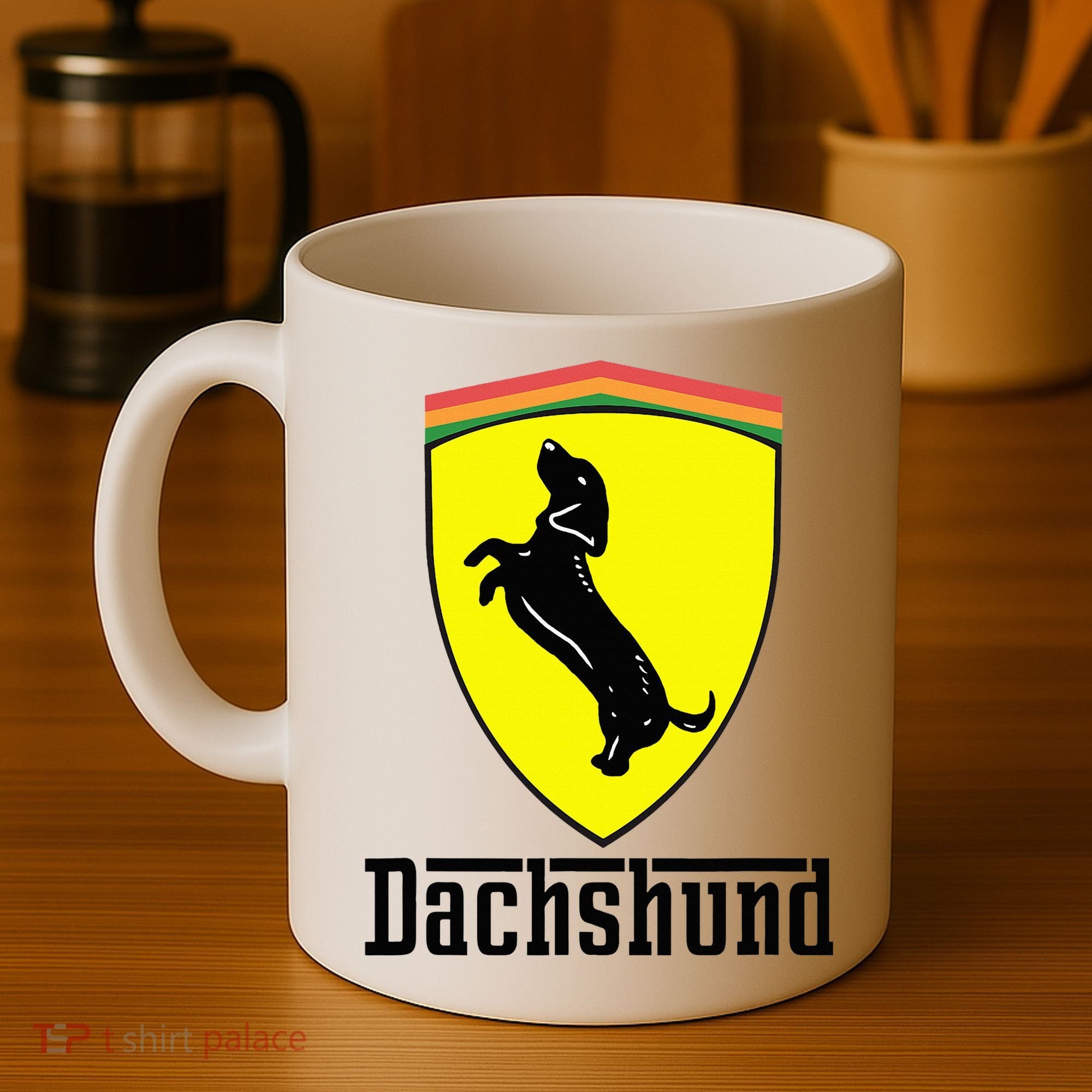 Dachshund Racing Yellow Coffee Mug