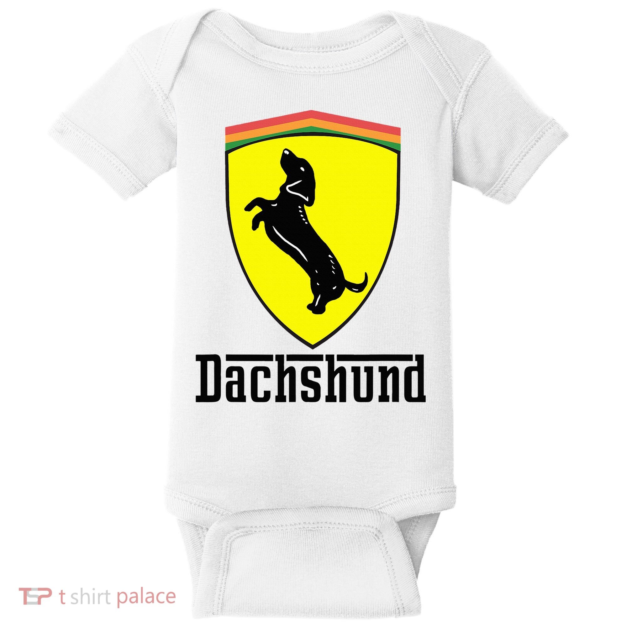 Dachshund Racing Yellow Baby Bodysuit