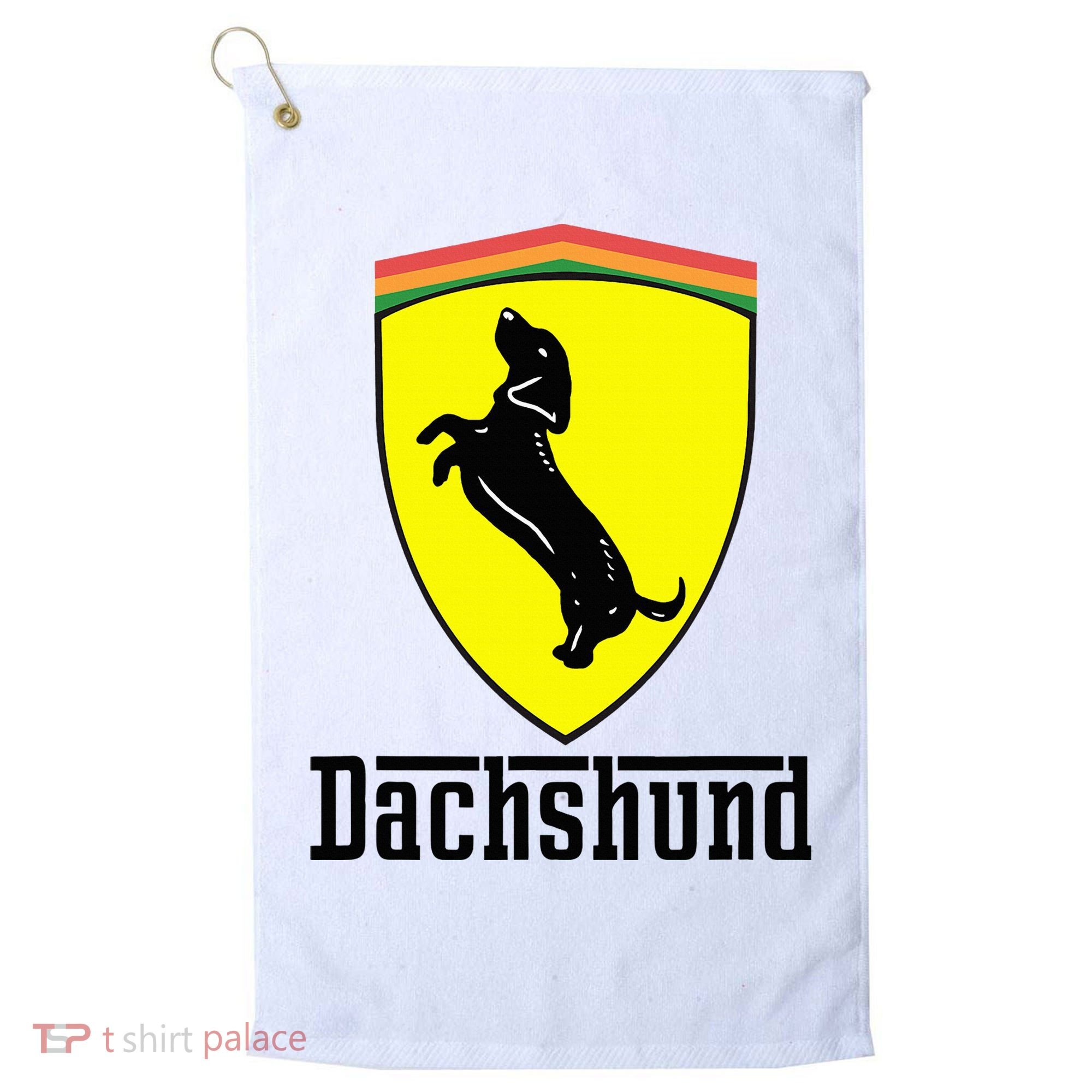 Dachshund Racing Yellow Golf Towel