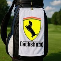 Dachshund Racing Yellow Golf Towel thumb 2