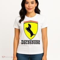 Dachshund Racing Yellow Women's T-Shirt thumb 4