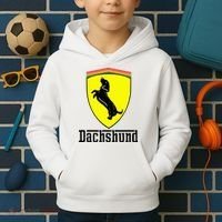 Dachshund Racing Yellow Kids Hoodie thumb 2