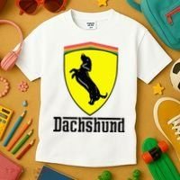 Dachshund Racing Yellow Kids T-Shirt thumb 3