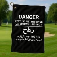 Danger Stay 100 Meters Back Iraq Golf Towel thumb 1