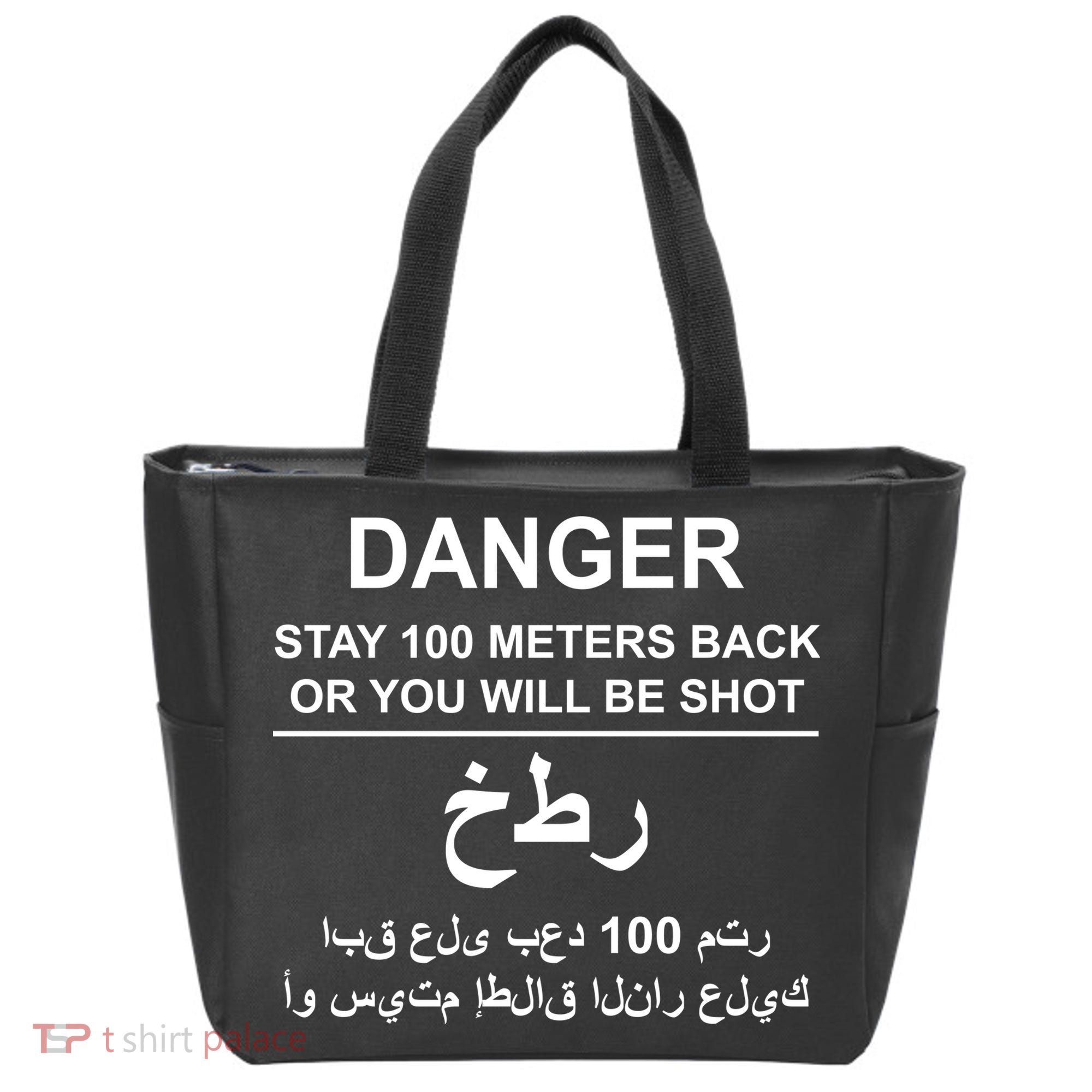 Danger Stay 100 Meters Back Iraq Tote Bag