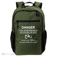 Danger Stay 100 Meters Back Iraq Backpack thumb 0