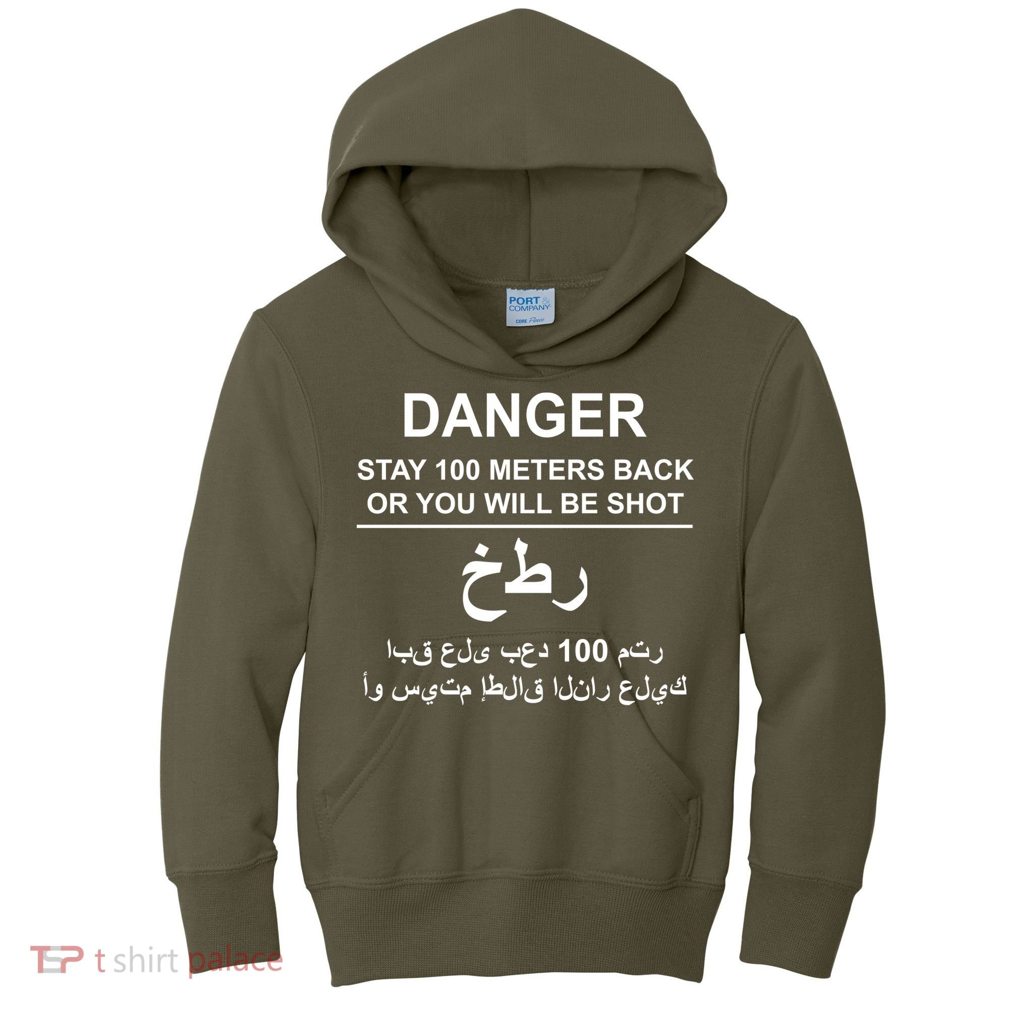 Danger Stay 100 Meters Back Iraq Kids Hoodie