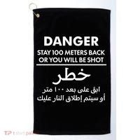 Danger Stay 100 Meter Back Iraq Arabic Warning Golf Towel thumb 0