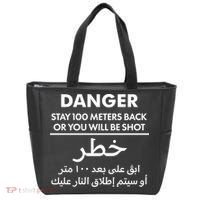 Danger Stay 100 Meter Back Iraq Arabic Warning Tote Bag thumb 0