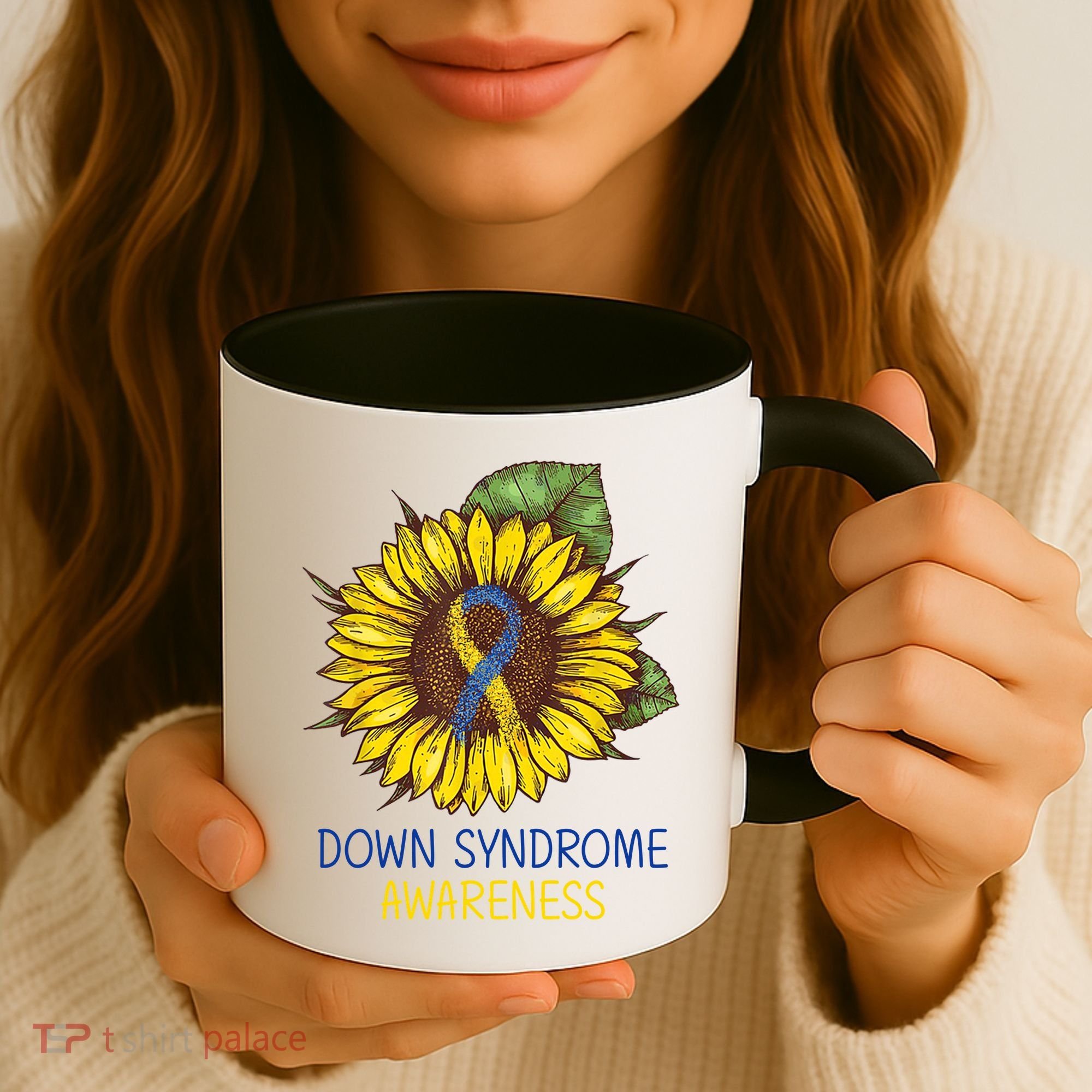 Down Syndrome Awareness Sunflower Ribbon Coffee Mug