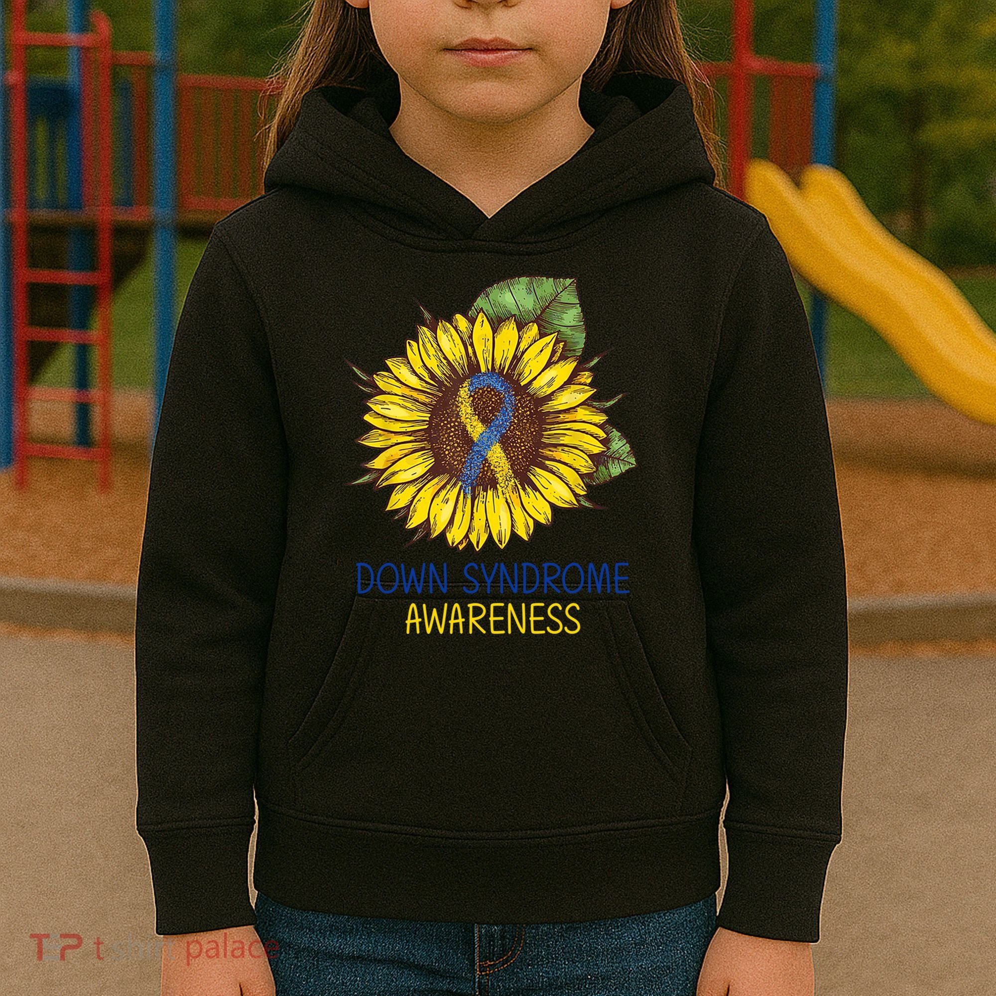 Down Syndrome Awareness Sunflower Ribbon Kids Hoodie