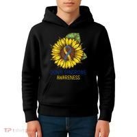 Down Syndrome Awareness Sunflower Ribbon Kids Hoodie thumb 4