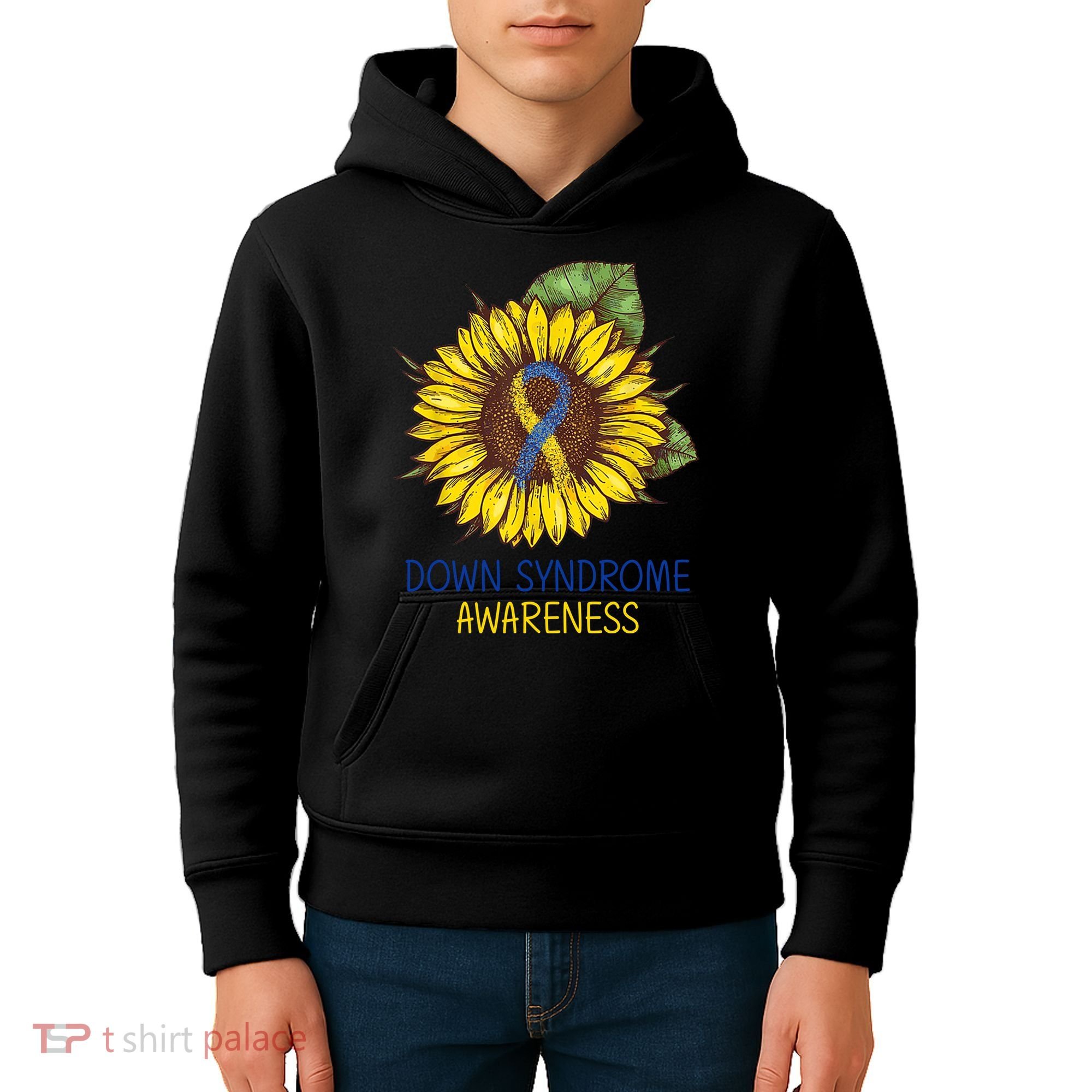 Down Syndrome Awareness Sunflower Ribbon Kids Hoodie