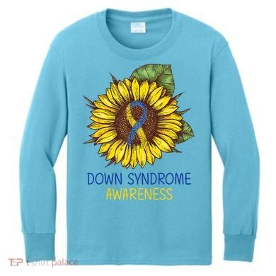 Down Syndrome Awareness Sunflower Ribbon Kids Long Sleeve Shirt