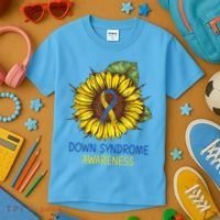 Down Syndrome Awareness Sunflower Ribbon Kids T-Shirt thumb 3