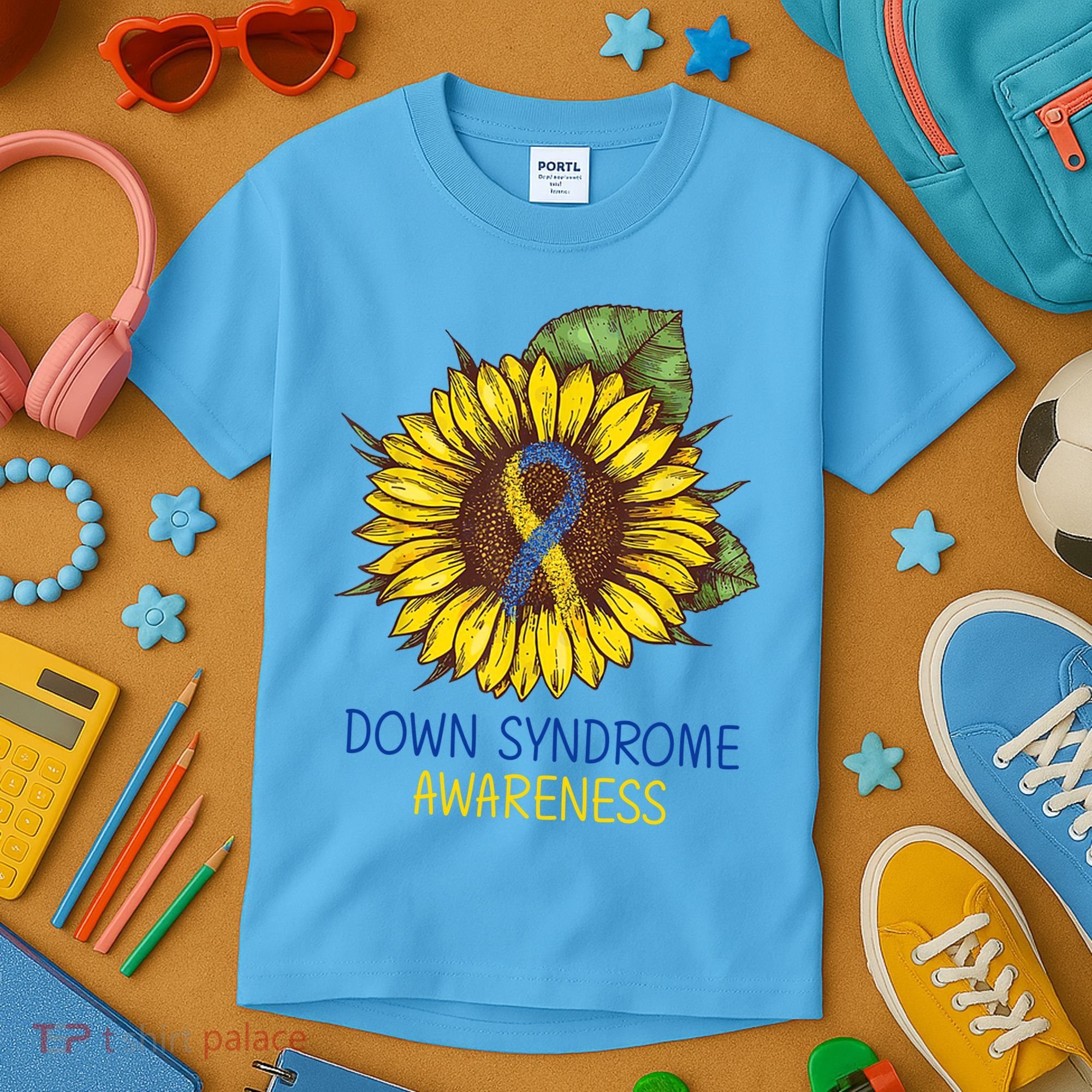 Down Syndrome Awareness Sunflower Ribbon Kids T-Shirt