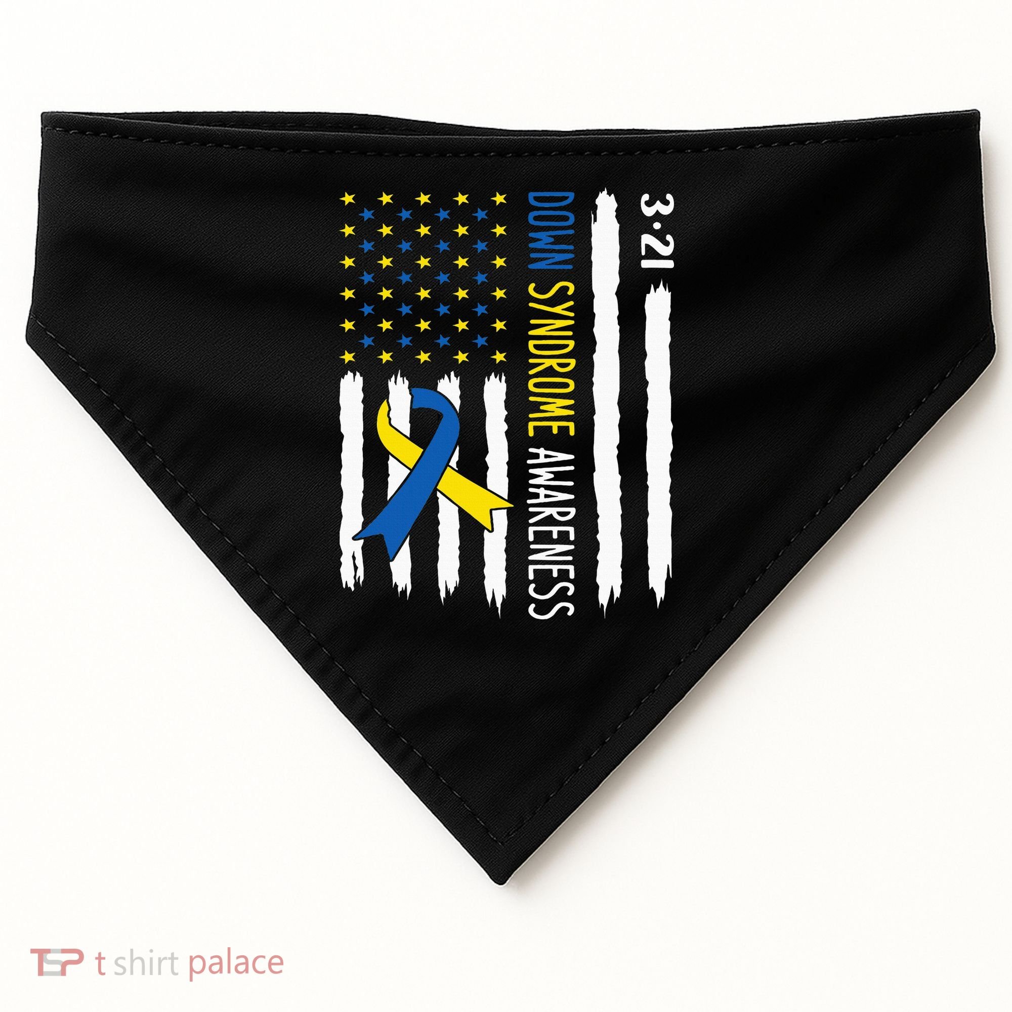 Down Syndrome Awareness Us Flag Trisomy 21 USA-Made Doggie Bandana