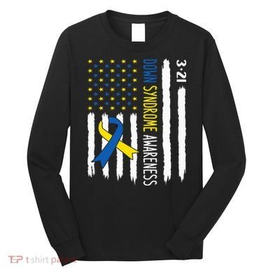 Down Syndrome Awareness Us Flag Trisomy 21 Long Sleeve Shirt