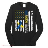 Down Syndrome Awareness Us Flag Trisomy 21 Long Sleeve Shirt thumb 0