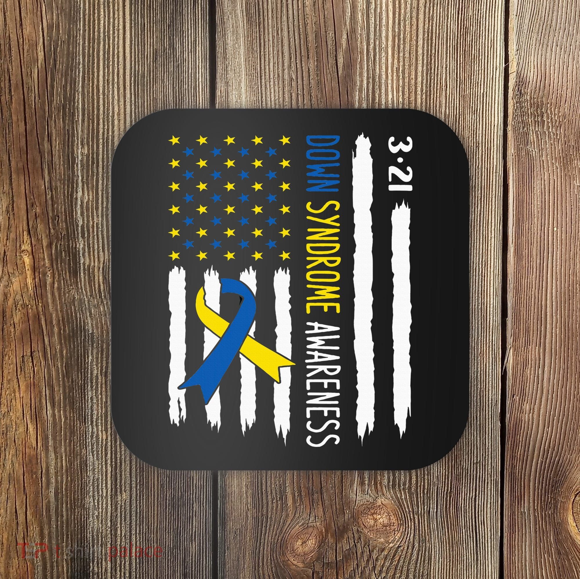 Down Syndrome Awareness Us Flag Trisomy 21 Coaster