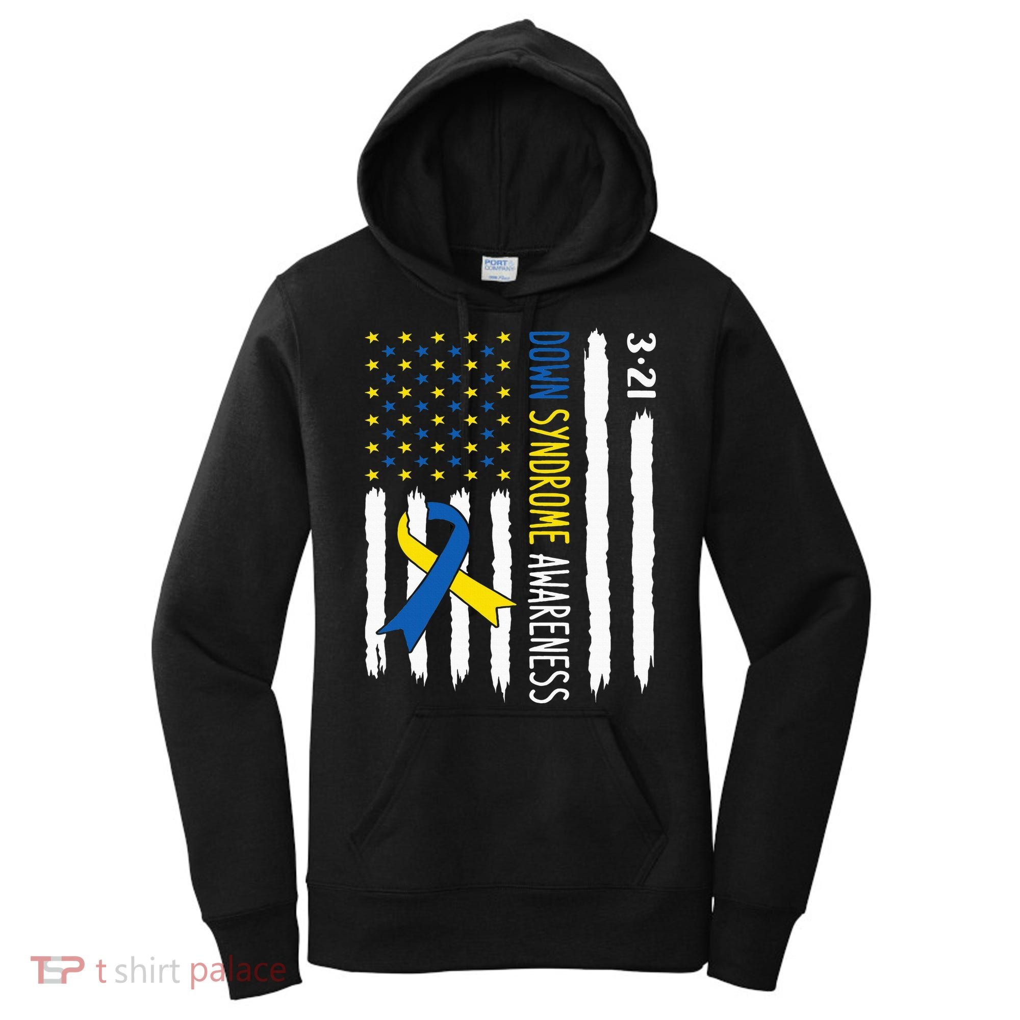 Down Syndrome Awareness Us Flag Trisomy 21 Women's Hoodie