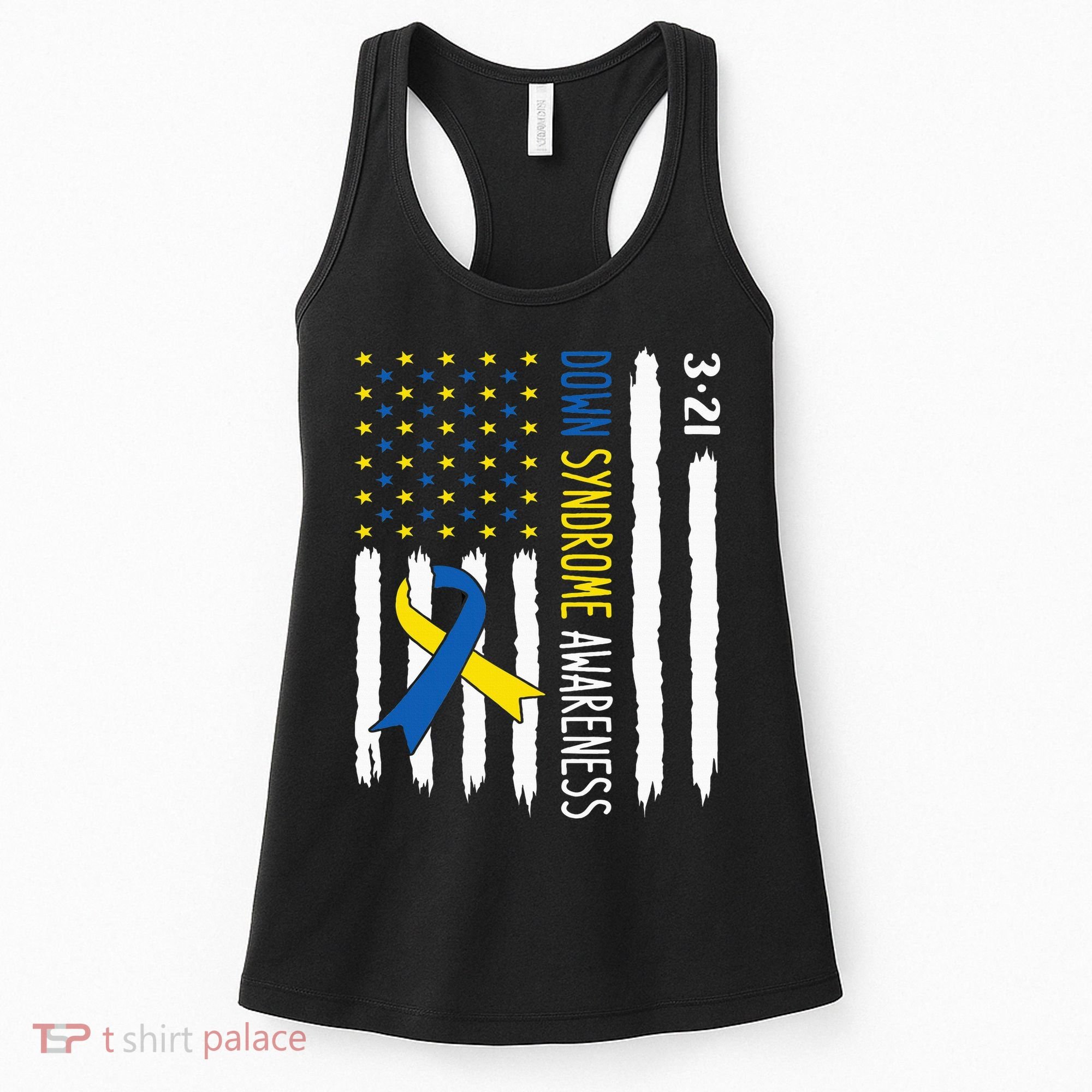 Down Syndrome Awareness Us Flag Trisomy 21 Women's Tank Top