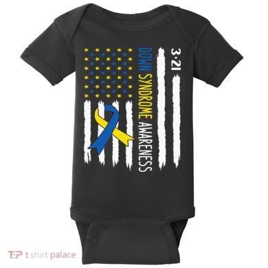 Down Syndrome Awareness Us Flag Trisomy 21 Baby Bodysuit